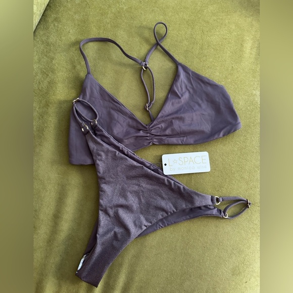 L Space Bikini Set Elle Top(M) Redondo Bitsy Bottoms(L) in Pebble 62 - Picture 8 of 14